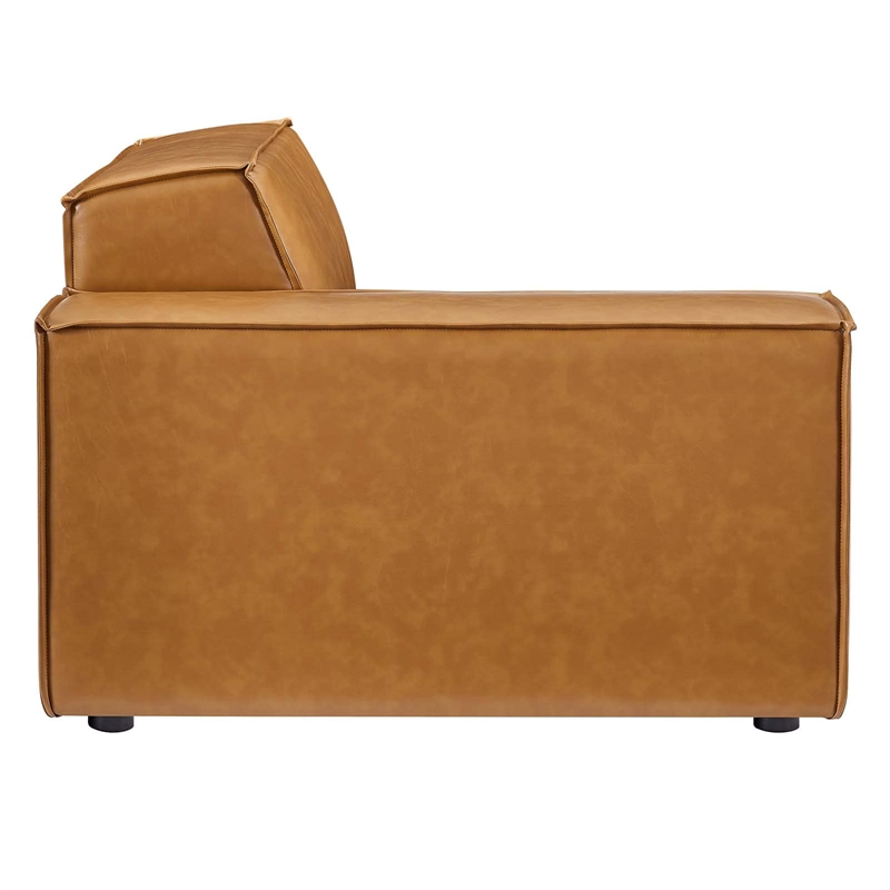 Modway Restore 5-Piece Faux Leather Sectional Sofa in Tan Finish