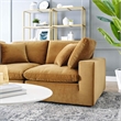 Modway Commix Down Filled Overstuffed Velvet Loveseat in Cognac Brown
