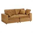 Modway Commix Down Filled Overstuffed Velvet Loveseat in Cognac Brown