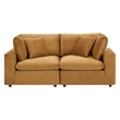 Modway Commix Down Filled Overstuffed Velvet Loveseat in Cognac Brown