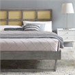 Modway Sidney Cane Rattan and Wood Queen Platform Bed with Angular Legs in Gray
