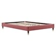Modway Harlow King Performance Velvet Platform Bed Frame in Dusty Rose
