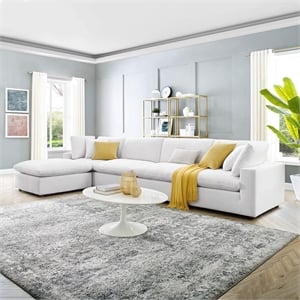 Modway Commix 5-Piece Performance Velvet Fabric Sectional Sofa in White