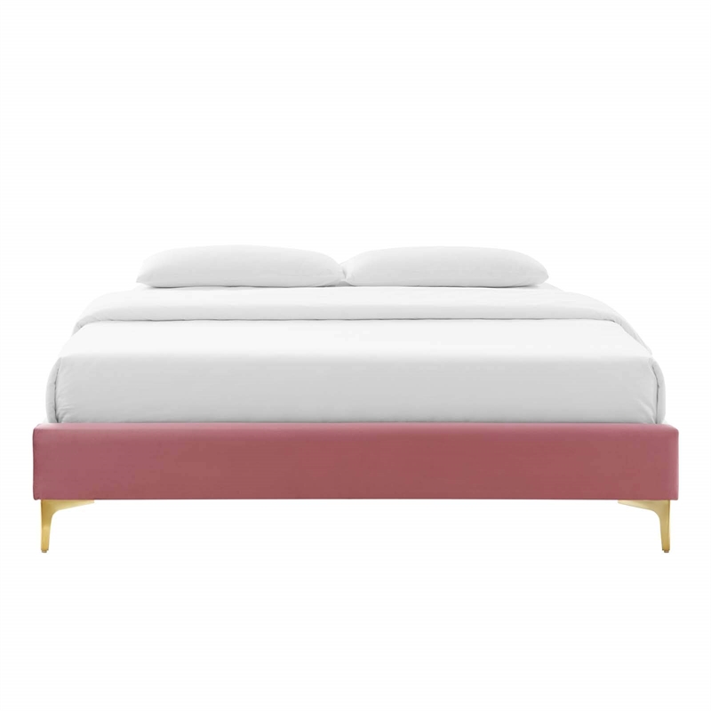 Modway Sutton Queen Modern Performance Velvet Bed Frame in Dusty Rose