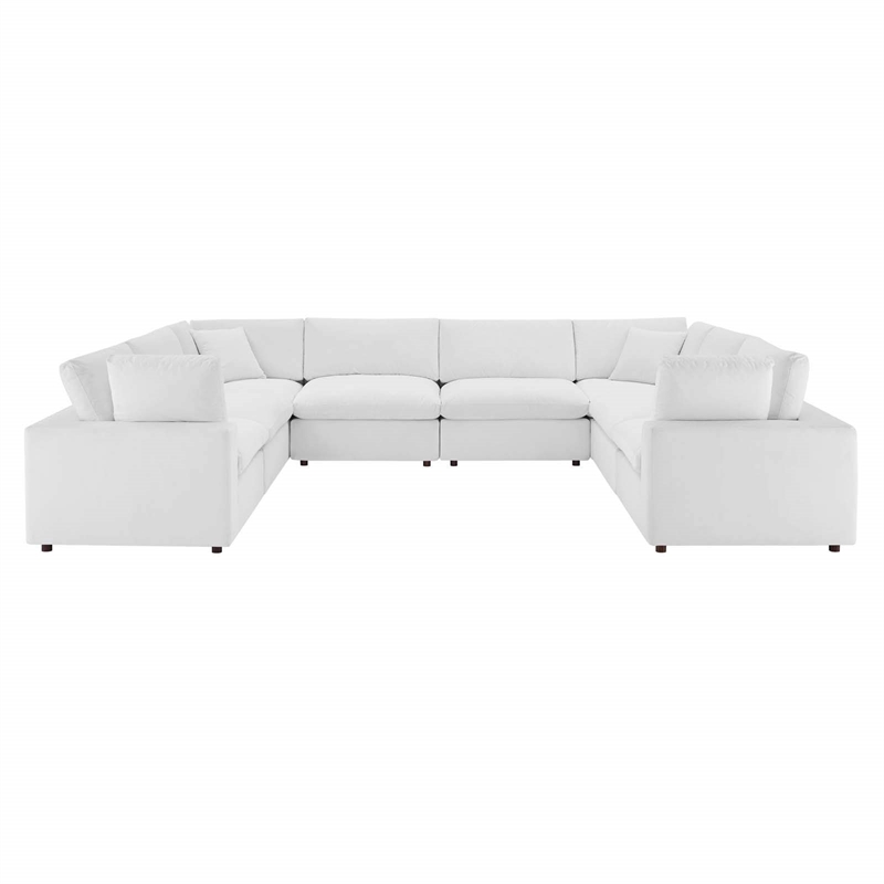 Modway Commix 8-Piece Performance Velvet Sectional Sofa in White