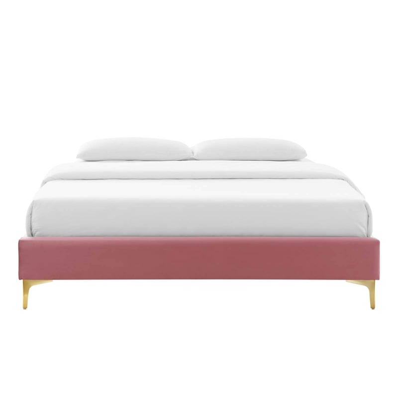 Modway Sutton Twin Modern Performance Velvet Bed Frame in Dusty Rose