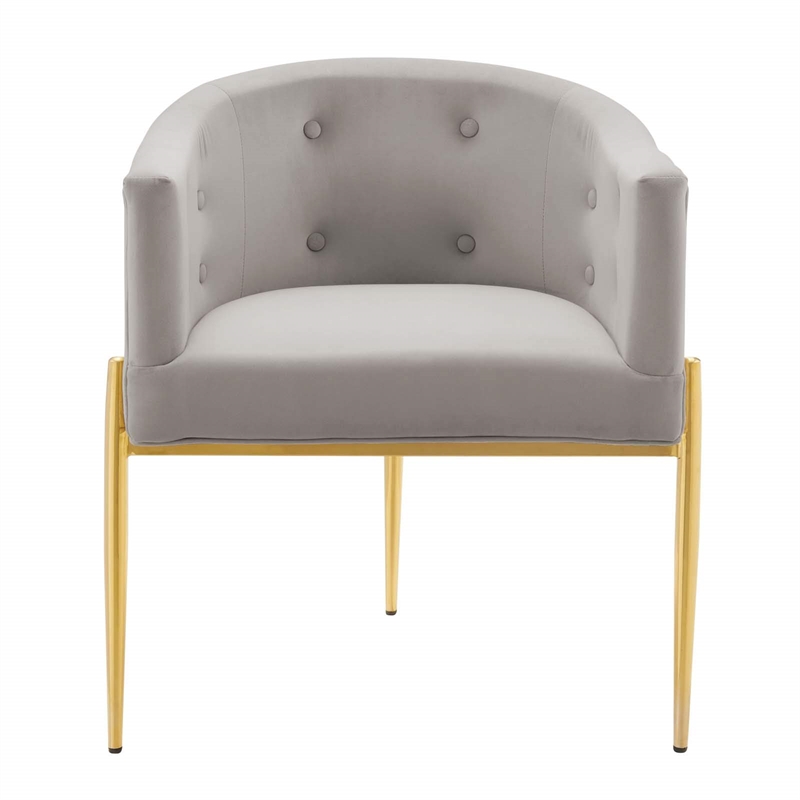 Modway Savour Modern Tufted Velvet Accent Chairs in Light Gray (Set of 2)