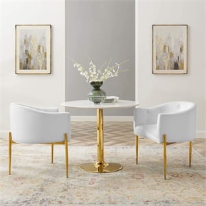 Modway Savour Modern Tufted Velvet Accent Chairs in White (Set of 2)