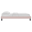 Modway Reign Queen Performance Velvet Platform Bed Frame in Pink