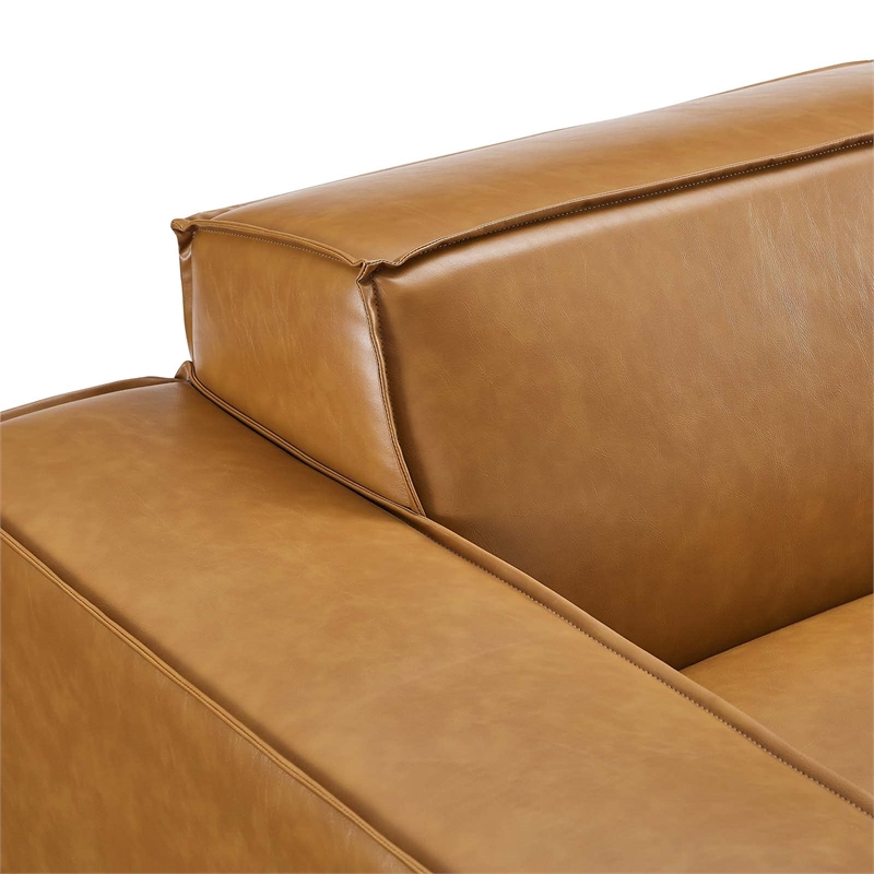 Modway Restore 2-Piece Faux Leather Upholstered Loveseat in Tan