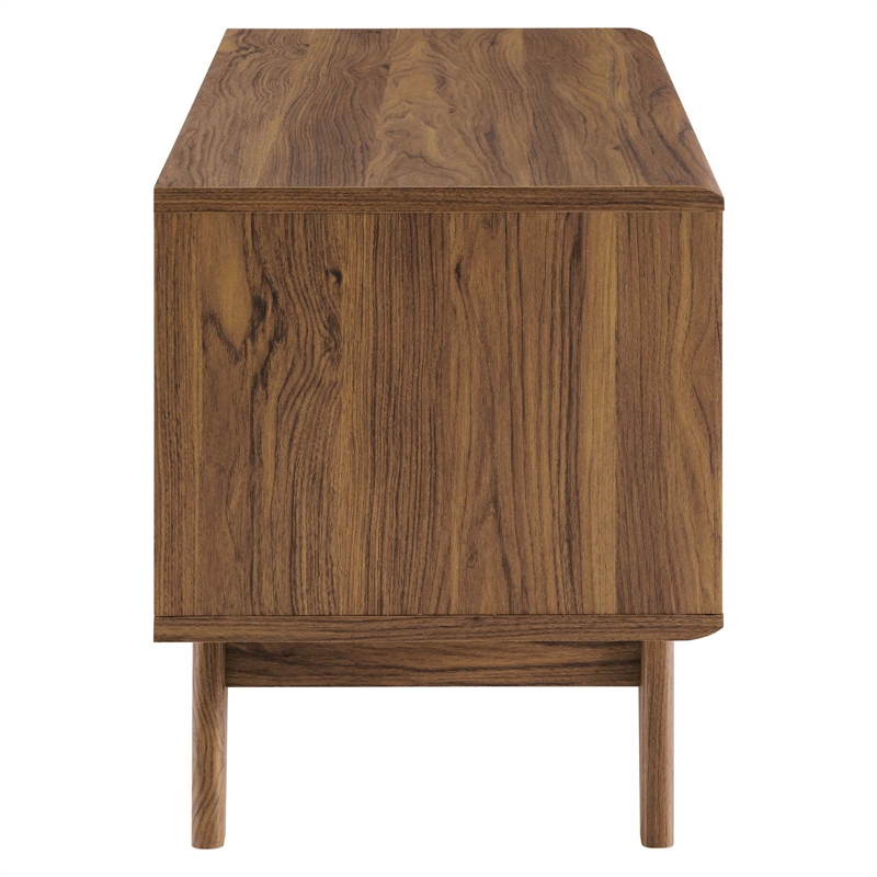 Modway Envision Wood & Vinyl Record Display Stand in Walnut & White