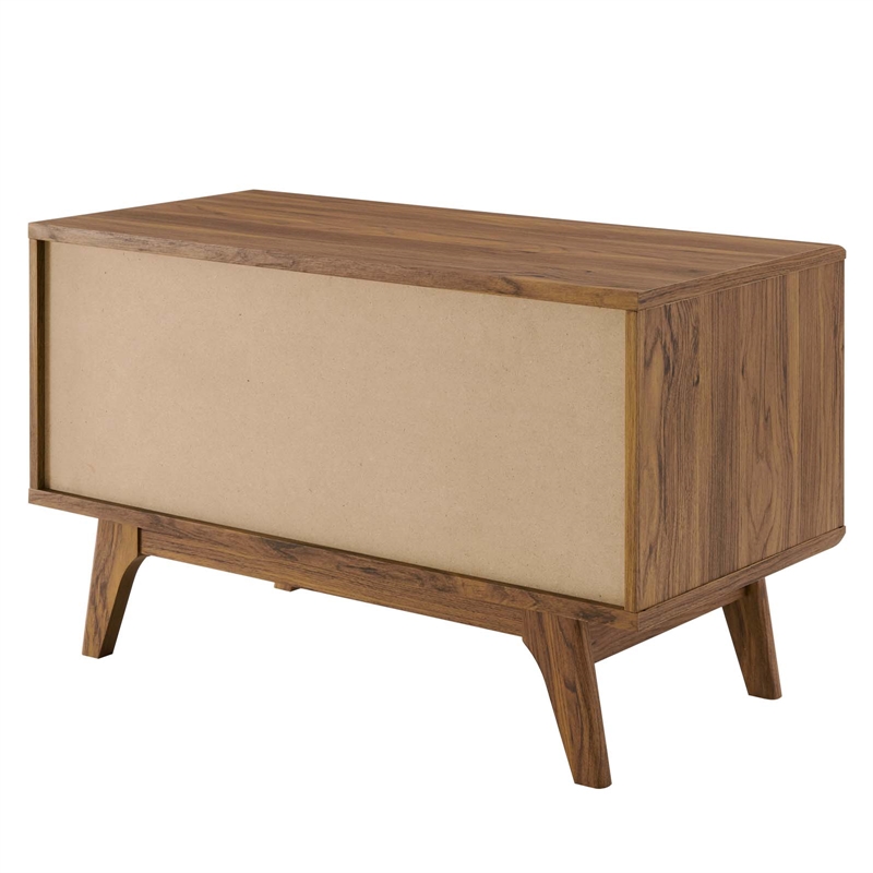 Modway Envision Wood & Vinyl Record Display Stand in Walnut & White