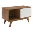 Modway Envision Wood & Vinyl Record Display Stand in Walnut & White