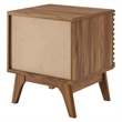 Modway Render Wood & Vinyl Record Display Stand with Hinged Door in Walnut