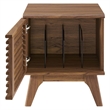 Modway Render Wood & Vinyl Record Display Stand with Hinged Door in Walnut
