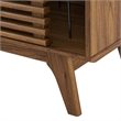 Modway Render Wood & Vinyl Record Display Stand with Sliding Door in Walnut