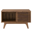 Modway Render Wood & Vinyl Record Display Stand with Sliding Door in Walnut