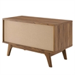 Modway Render Wood & Vinyl Record Display Stand with Sliding Door in Walnut
