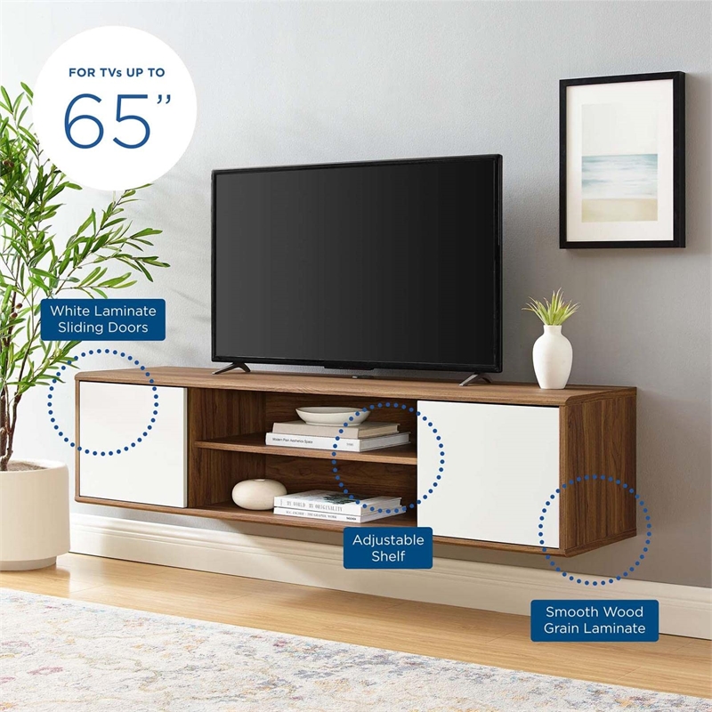 Modway Envision Plastic Wall-Mount TV Stand for TVs up to 65