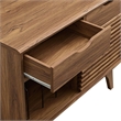 Modway Render Wood & Vinyl Record Display Stand with 2 Drawers in Walnut