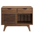 Modway Render Wood & Vinyl Record Display Stand with 2 Drawers in Walnut