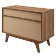 Modway Render Wood & Vinyl Record Display Stand with 2 Drawers in Walnut