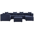 Modway Saybrook 7-Piece Patio Fabric Upholstered Sectional Sofa in Navy