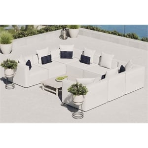 Modway Saybrook 8-Piece Patio Fabric Upholstered Sectional Sofa in White