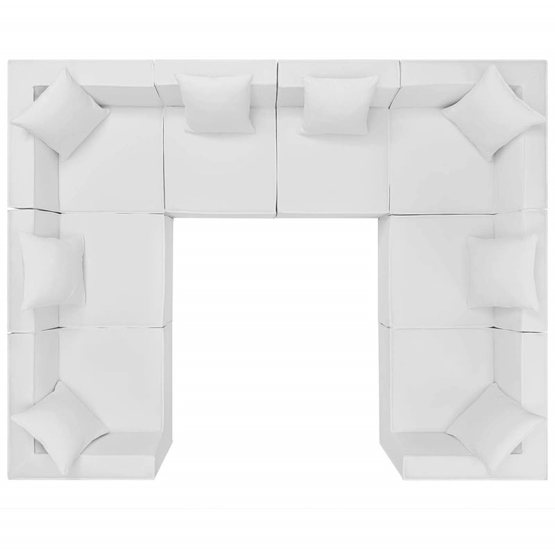 Modway Saybrook 8-Piece Patio Fabric Upholstered Sectional Sofa in White