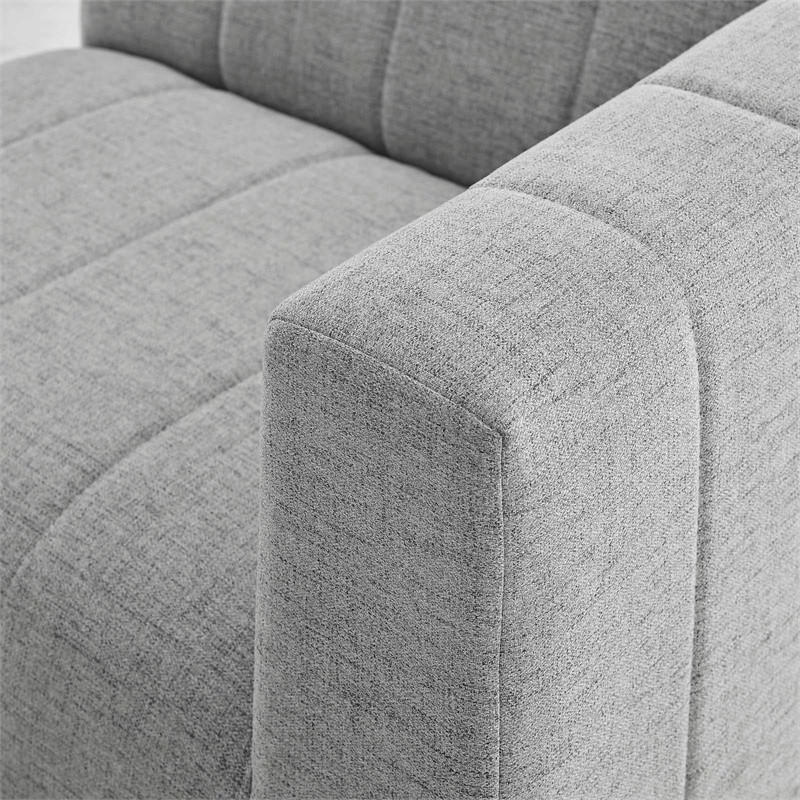 Modway Bartlett Polyester Fabric Upholstered Right Arm Chair in Light Gray