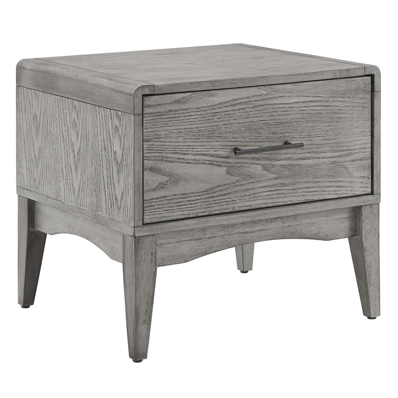 Modway Georgia Modern Rubberwood and Wood Nightstand in Gray Finish