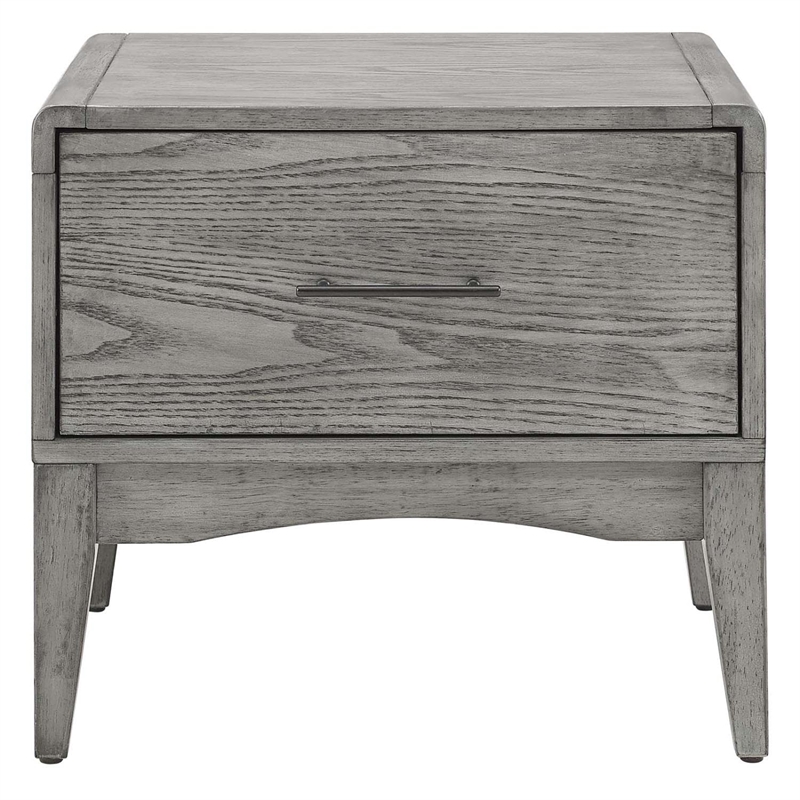 Modway Georgia Modern Rubberwood and Wood Nightstand in Gray Finish