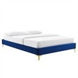 Modway Sutton Queen Modern Performance Velvet Bed Frame in Navy