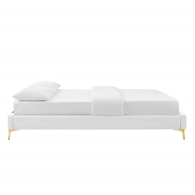 Modway Sutton Queen Modern Performance Velvet Bed Frame in White