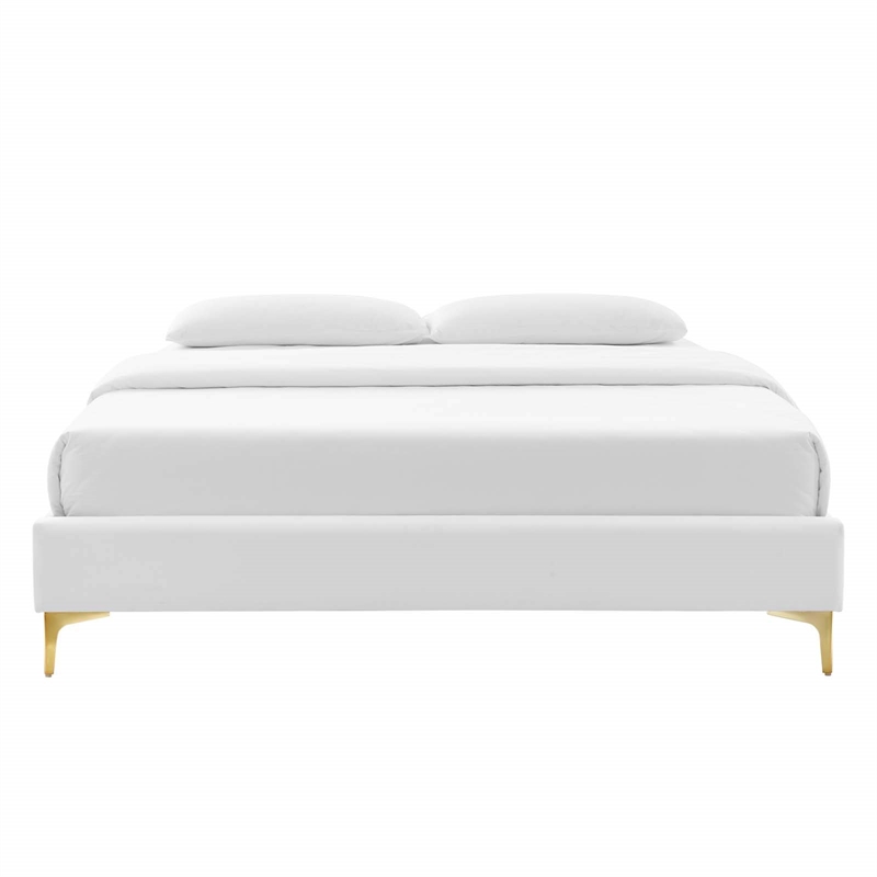 Modway Sutton Queen Modern Performance Velvet Bed Frame in White