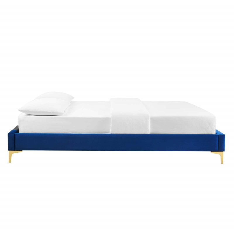 Modway Sutton Twin Modern Performance Velvet Bed Frame in Navy