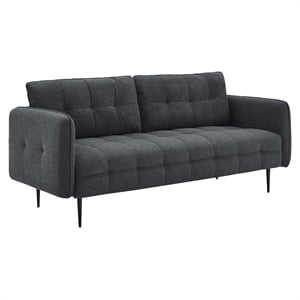 Modway Cameron Upholstered Modern Fabric Sofa with Metal Legs in Charcoal/Black