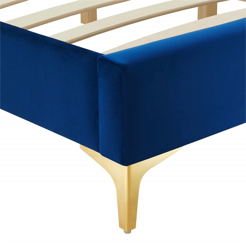 Modway Sutton Full Modern Performance Velvet Bed Frame in Navy