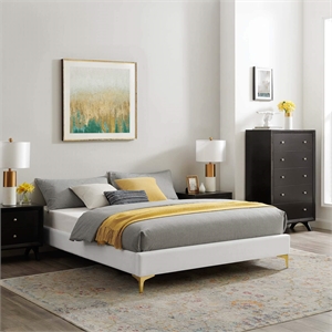 Modway Sutton Full Modern Performance Velvet Bed Frame in White