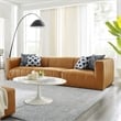 Modway Bartlett 3-Piece Tufting Upholstered Faux Leather Sofa in Tan