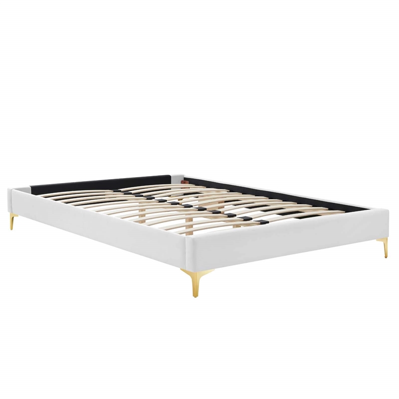 modway sutton king modern performance velvet bed frame in white