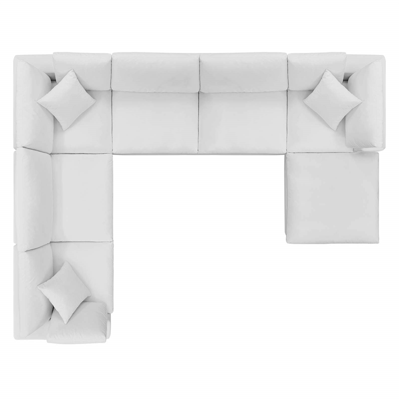 Modway Commix 7-Piece Performance Velvet Sectional Sofa in White