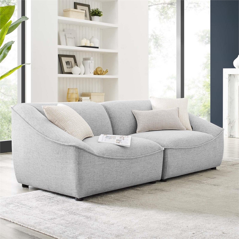 Modway Comprise 2-Piece Modern Fabric Loveseat in Light Gray/Black