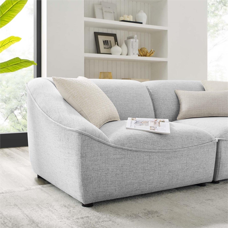 Modway Comprise 2-Piece Modern Fabric Loveseat in Light Gray/Black