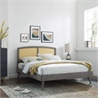 Modway Sierra Cane Rattan and Wood Full Platform Bed with Splayed Legs in Gray