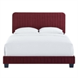 Modway Celine Channel Tufted Performance Velvet Twin Platform Bed in Maroon Red