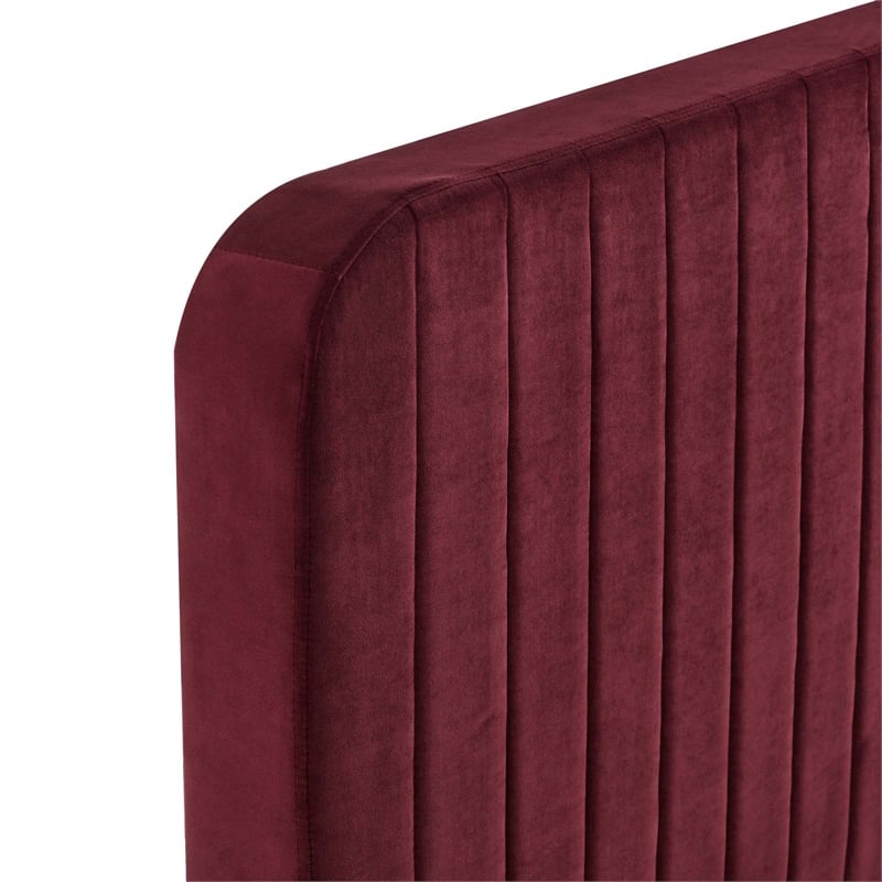 Modway Celine Channel Tufted Performance Velvet Twin Platform Bed in Maroon Red