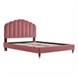 Modway Daisy Modern Performance Velvet Queen Platform Bed in Dusty Rose