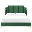 Modway Daniella Performance Velvet Queen Platform Bed in Emerald Green