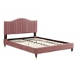 Modway Juniper Channel Tufted Velvet Twin Platform Bed in Dusty Rose